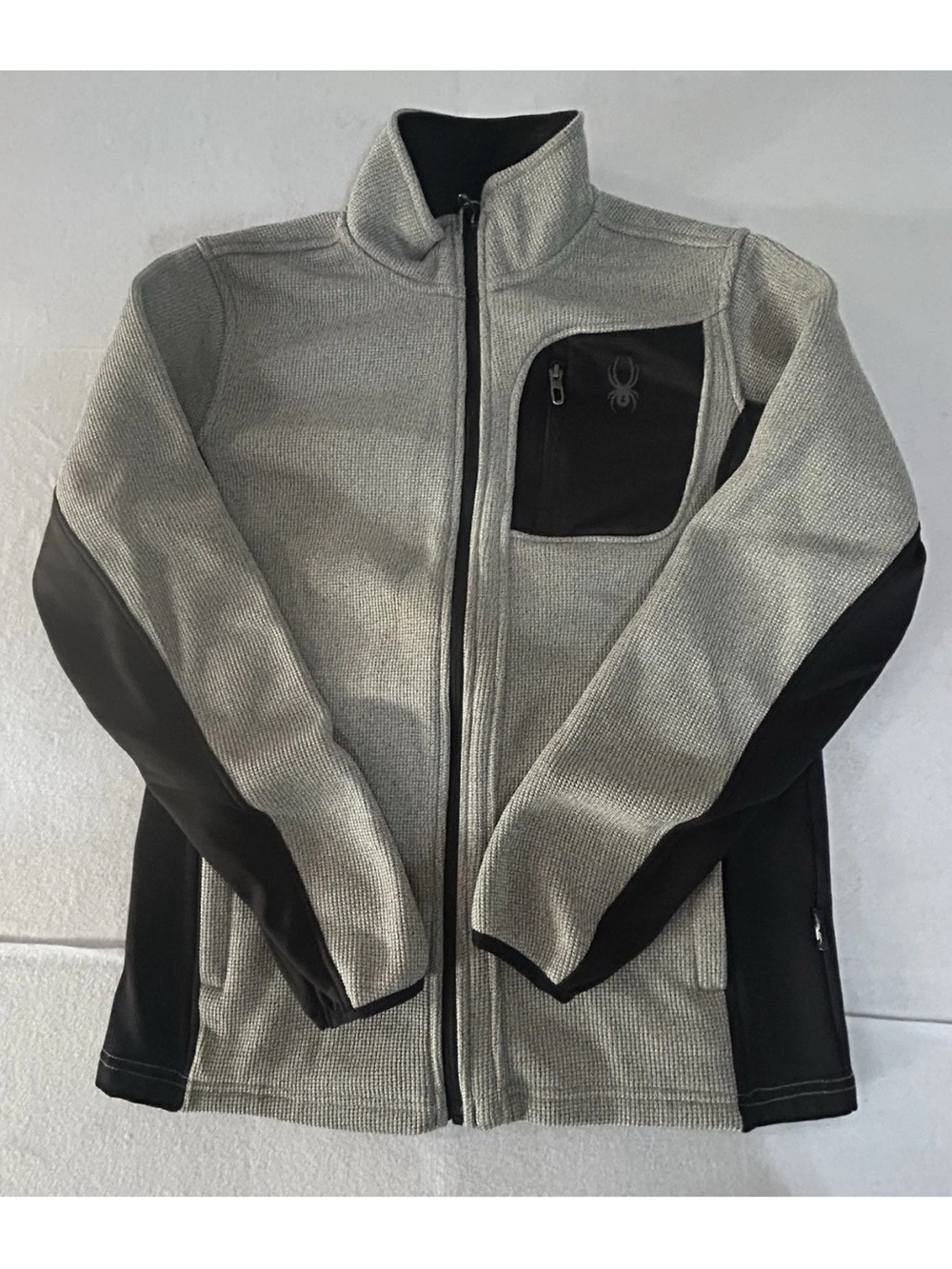 Spyder Men's Gray and Black Full-Zip Performance Fleece Jacket